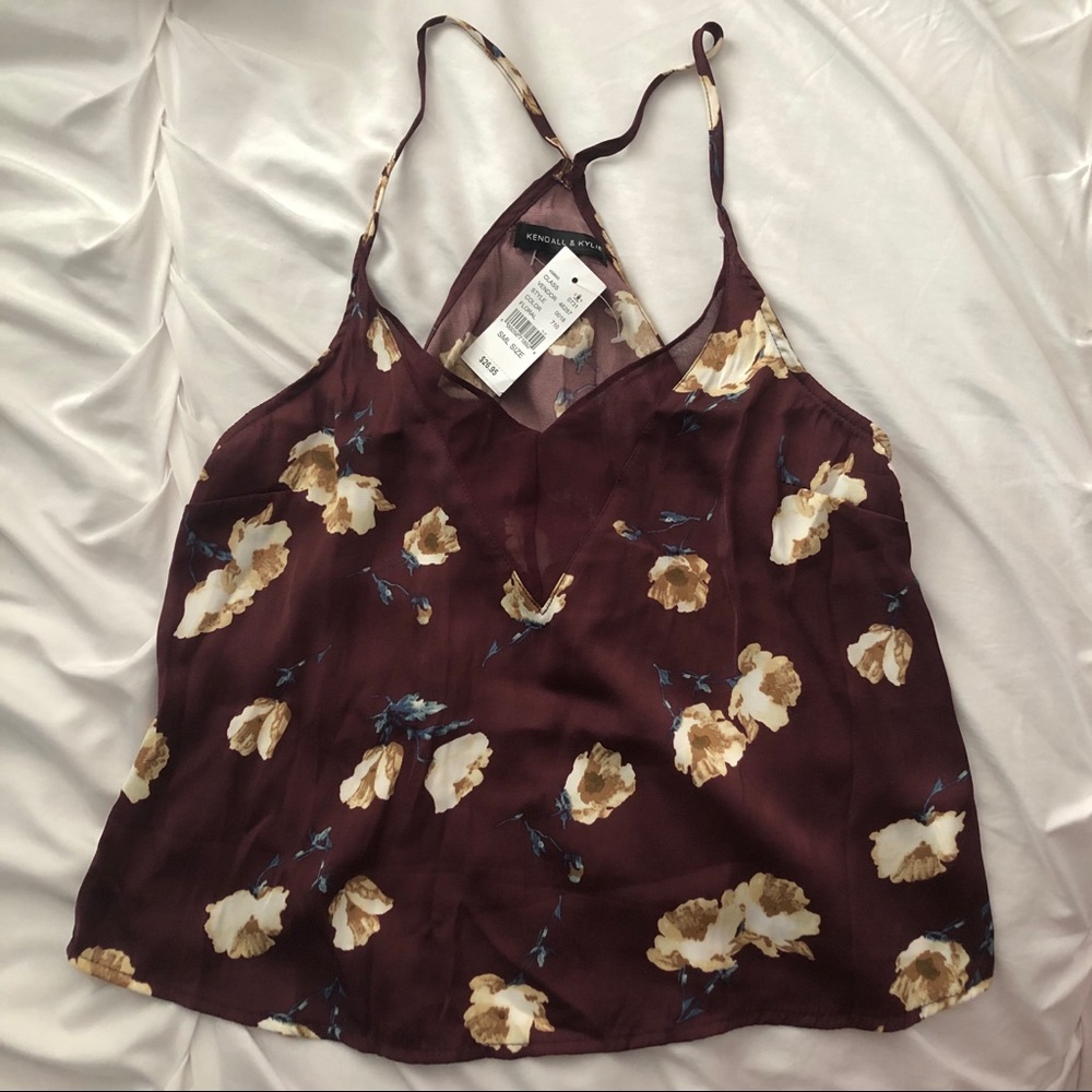 NWT pacsun kendall and kylie burgundy floral tank